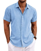 Men's shirt with short sleeves and a classic collar with buttons