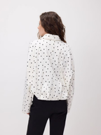 Women's Oversized Shirt with Classic Collar and Black Polka Dot Pattern