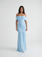 Damska Sukienka Maxi Off-Shoulder z Marszczeniem