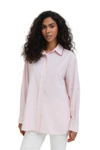 Women's striped shirt with contrasting piping