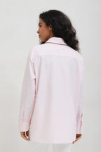 Women's striped shirt with contrasting piping