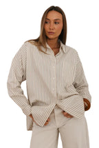 Women's vertical striped shirt with a chest pocket