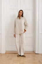 Women's vertical striped shirt with a chest pocket