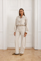 Women's vertical striped shirt with a chest pocket