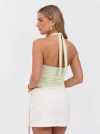 Damski Top Halter z Wycięciem z Przodu