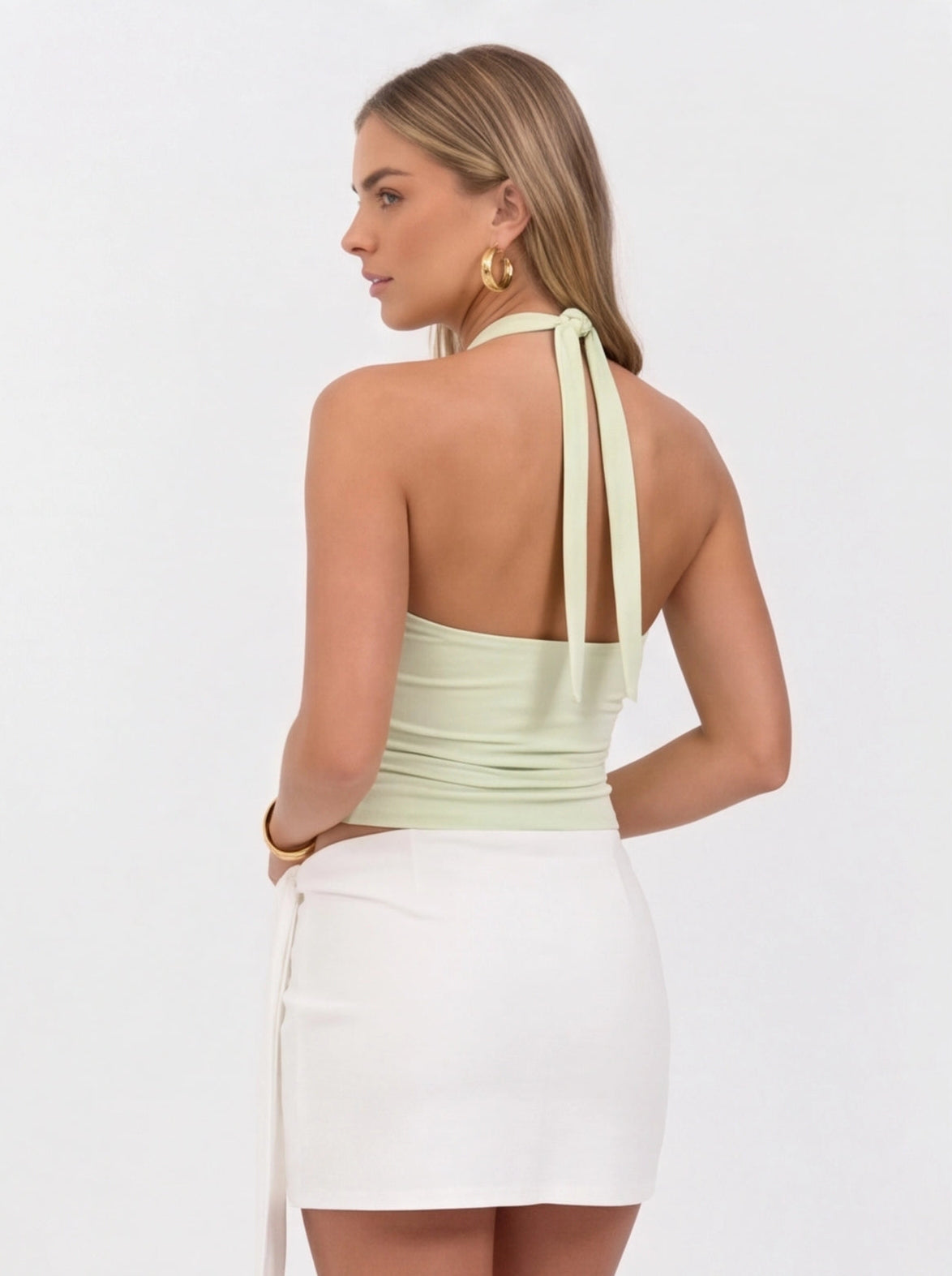 Damski Top Halter z Wycięciem z Przodu