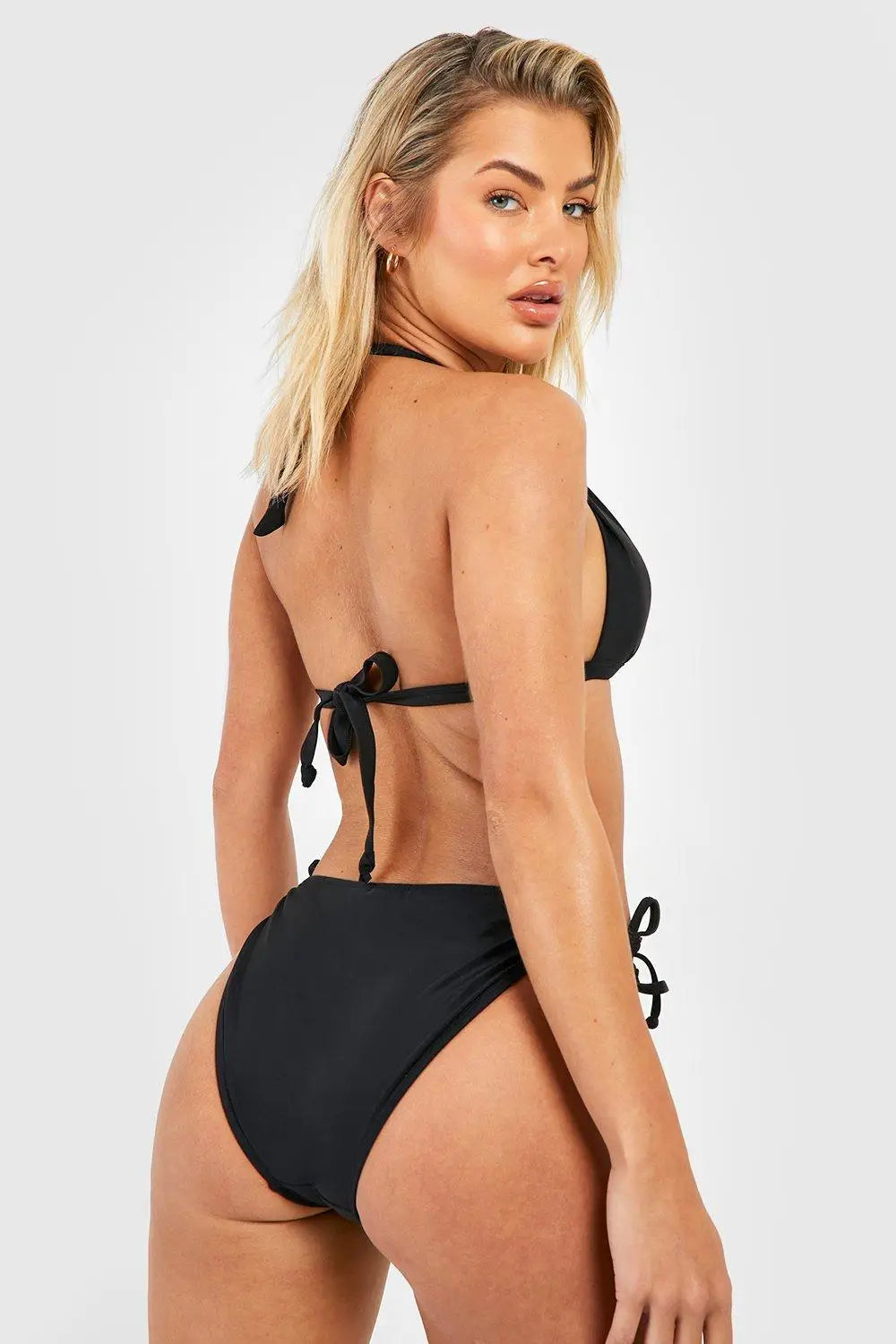 Damskie Bikini Trójkątne z Wiązaniem na Szyi i Wiązanymi Bokami
