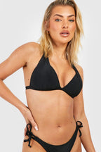 Damskie Bikini Trójkątne z Wiązaniem na Szyi i Wiązanymi Bokami
