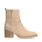 Women's ankle boots with a wide heel and suede-like texture