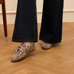 Women's Boat Shoes in Leopard Print with Silver Eyelets and Laces