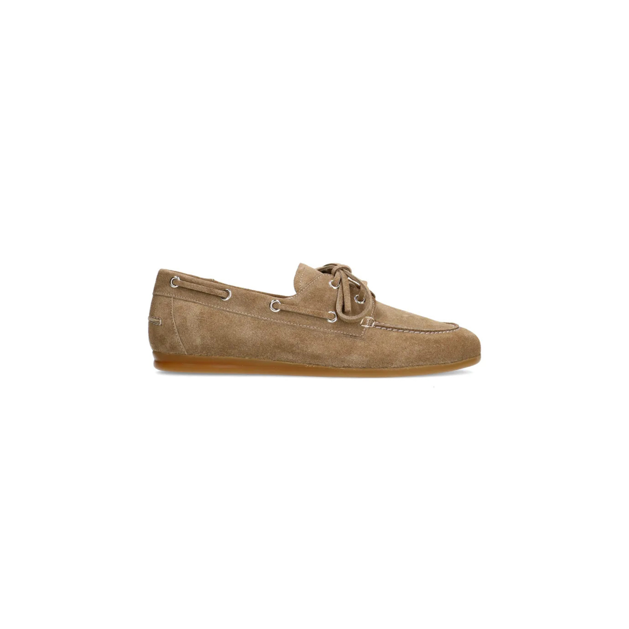 Women's Boat Shoes with Suede-Like Texture and Decorative Stitching
