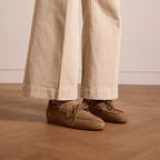 Women's Boat Shoes with Suede-Like Texture and Decorative Stitching