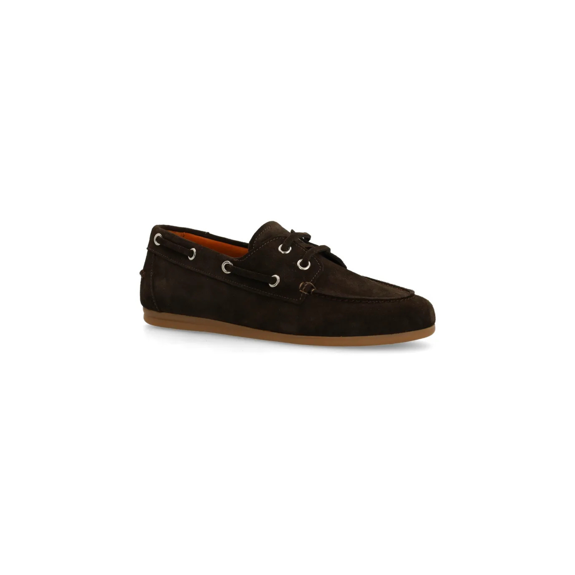 Women's Boat Shoes with Suede-Like Texture and Visible Stitching