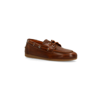 Women's Boat Shoes with Smooth Upper and Laces with Silver Eyelets
