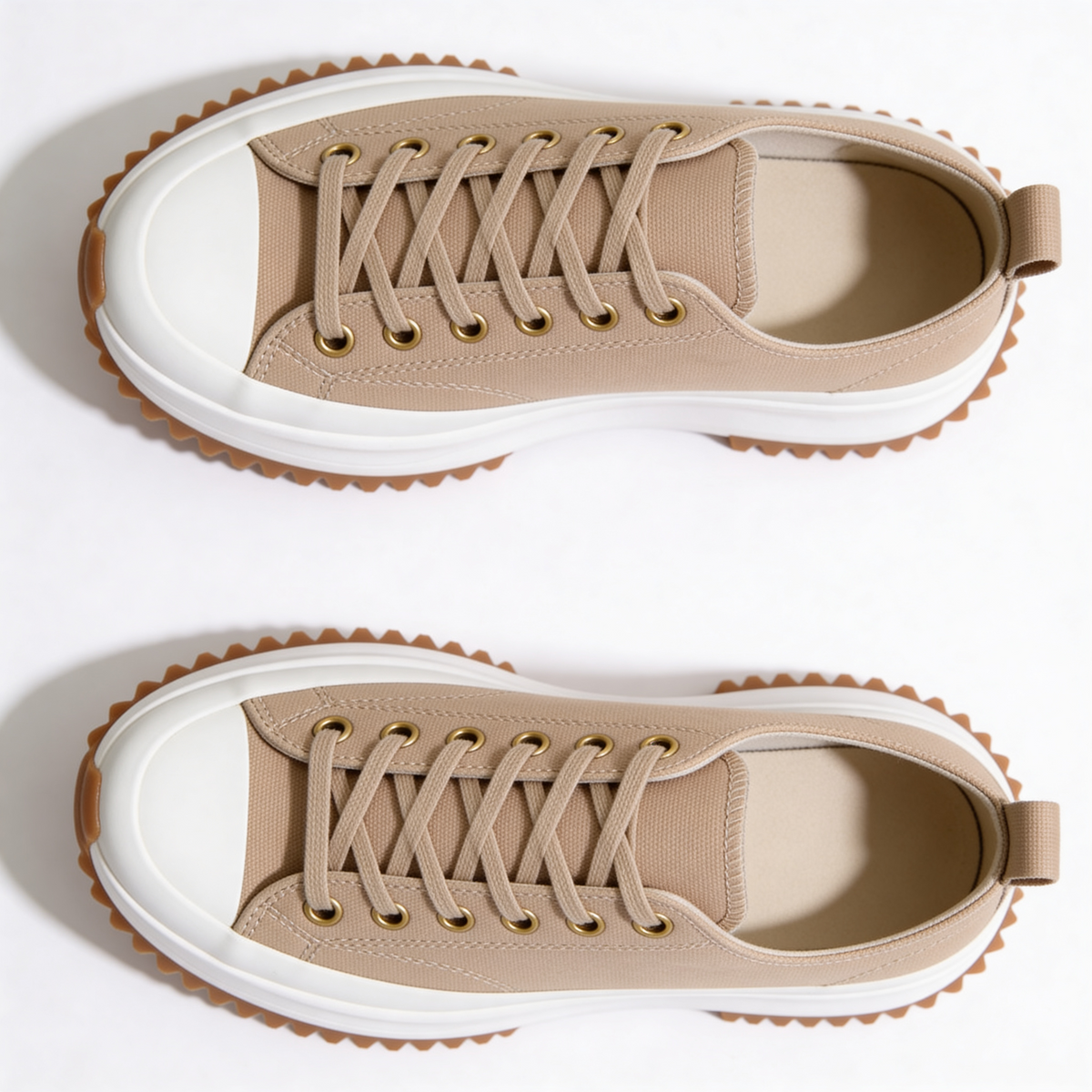 Damskie Sneakersy na Platformie Sznurowane z Bieżnikowaną Podeszwą