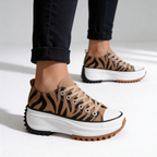 Damskie Sneakersy na Platformie Sznurowane z Bieżnikowaną Podeszwą