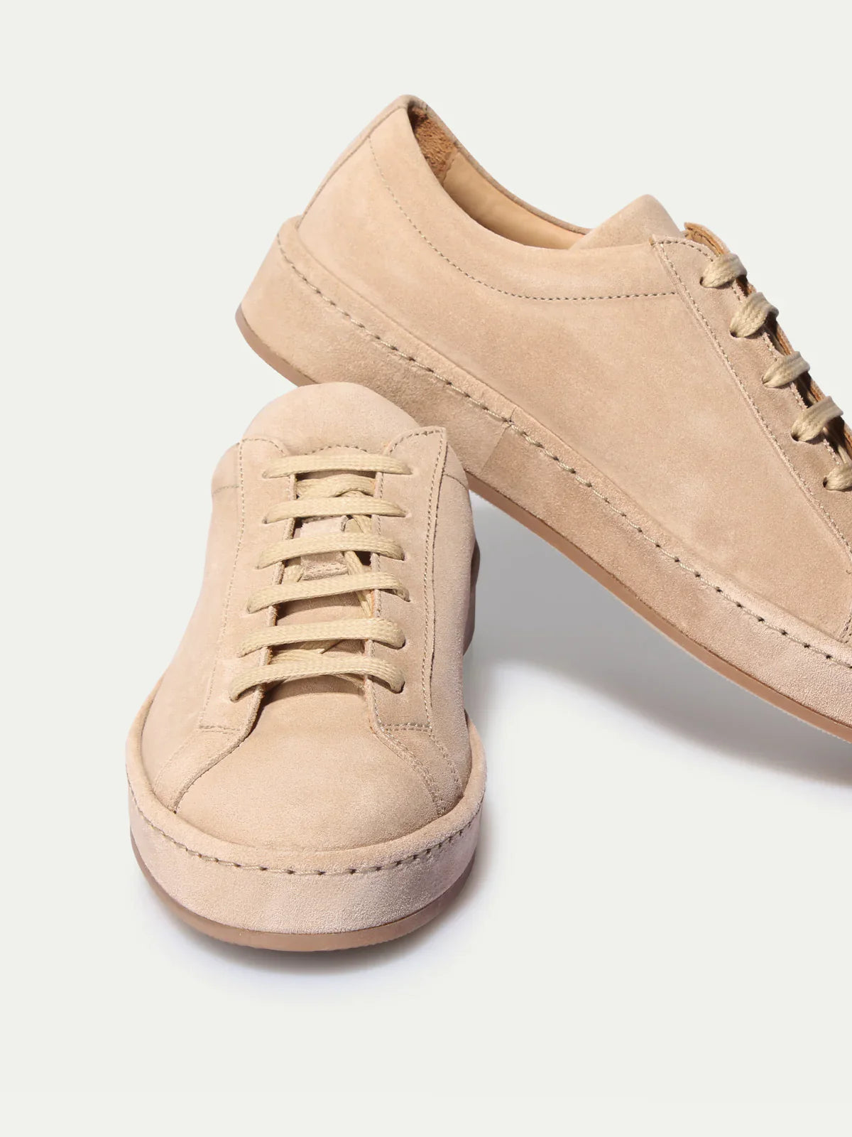 Women's Sneakers with Suede-Like Texture and Laces in Shoe Color