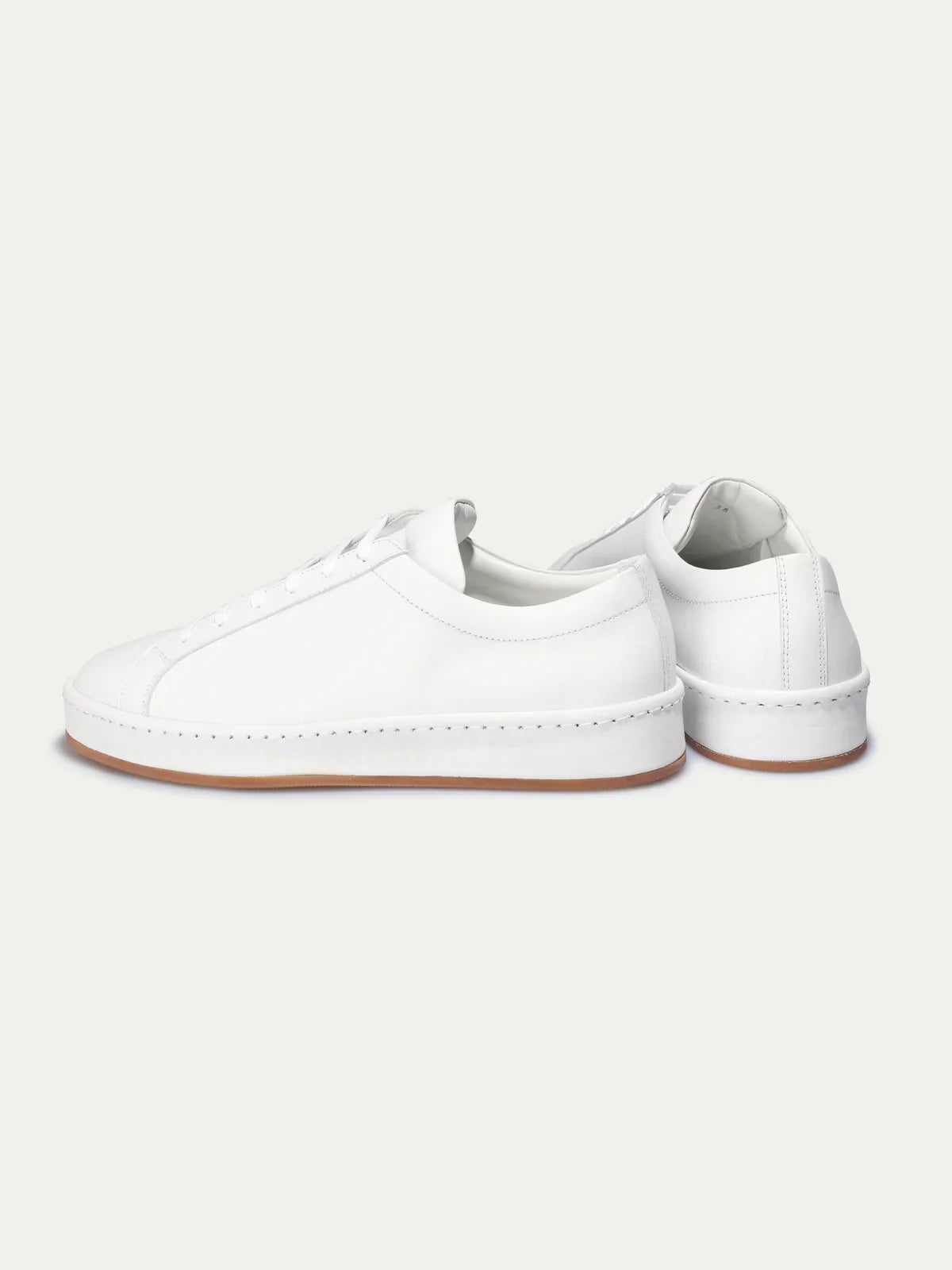 Women's Sneakers with Smooth Upper and Contrasting Brown Sole Edge