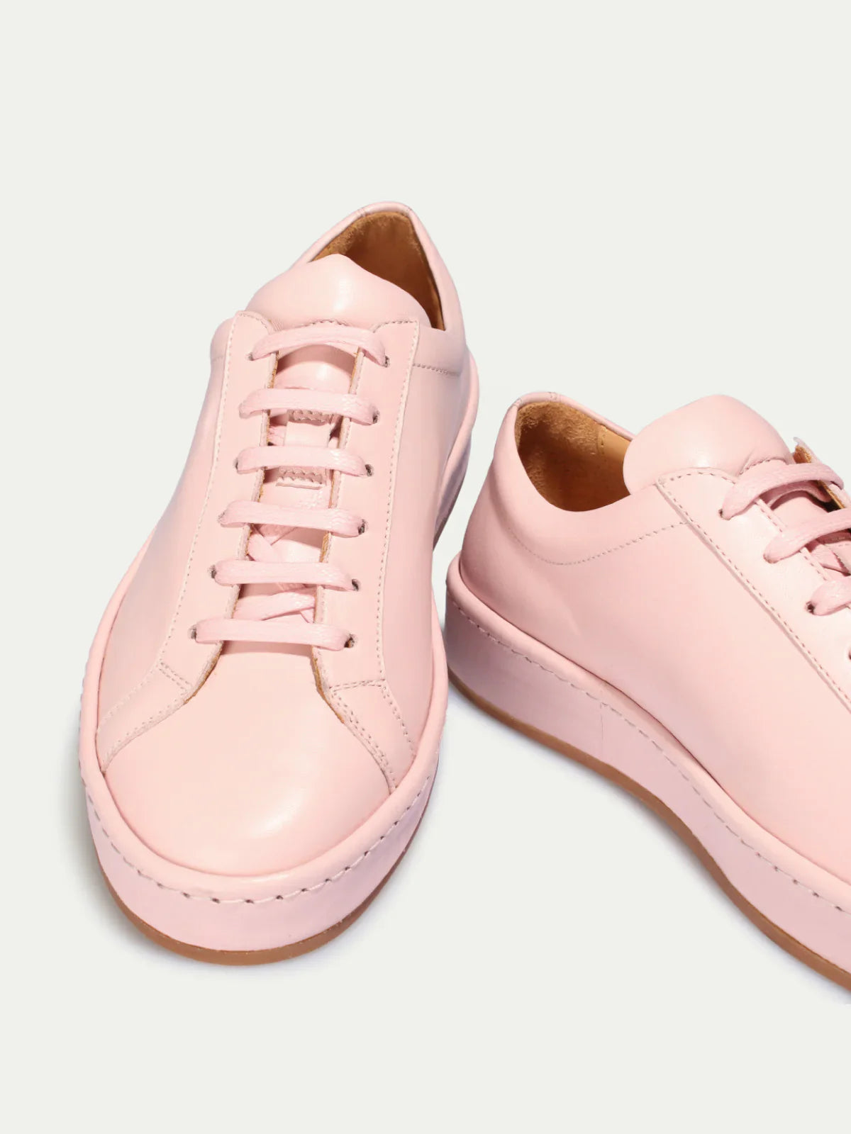 Women's Sneakers with Smooth Upper and Laced Closure on Flat Sole
