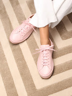 Women's Sneakers with Smooth Upper and Laced Closure on Flat Sole