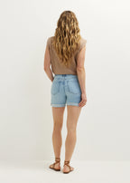 Women's Denim Shorts with Frayed Cuff and Loose Fit