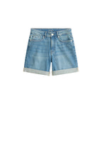 Women's Denim Shorts with Straight Leg and Button Closure