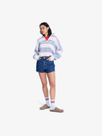 Women's Denim Shorts with High Waist and Button Closure