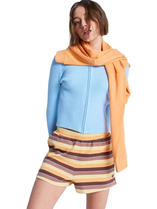 Women's Shorts in Horizontal Stripes with Elastic Waist and Loose Fit
