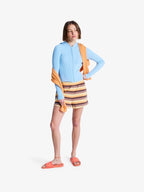 Women's Shorts in Horizontal Stripes with Elastic Waist and Loose Fit