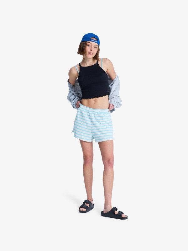 Women's Shorts in Horizontal Stripes with Elastic Waist and Loose Fit