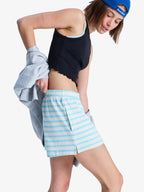 Women's Shorts in Horizontal Stripes with Elastic Waist and Loose Fit