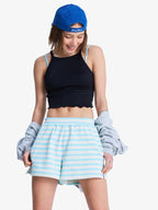 Women's Shorts in Horizontal Stripes with Elastic Waist and Loose Fit