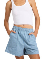 Women's Shorts with Elastic Waist and Side Pockets