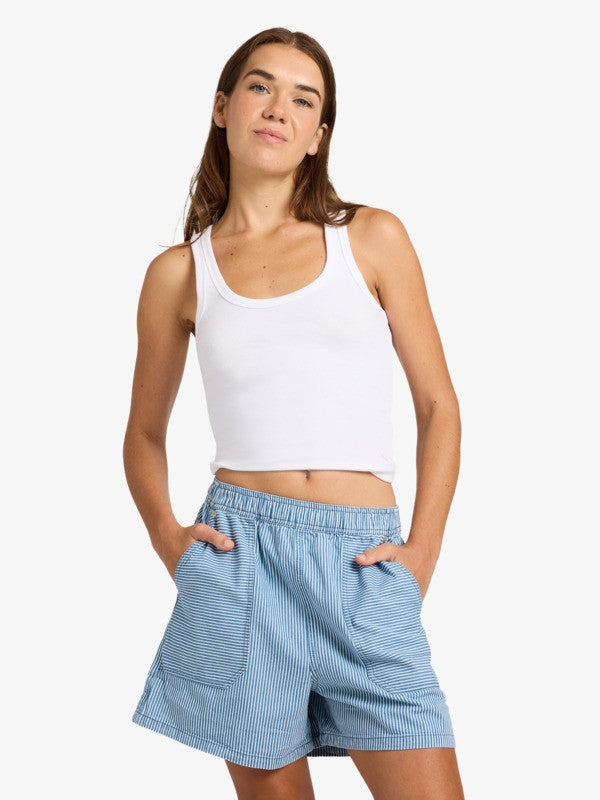 Women's Shorts with Elastic Waist and Side Pockets