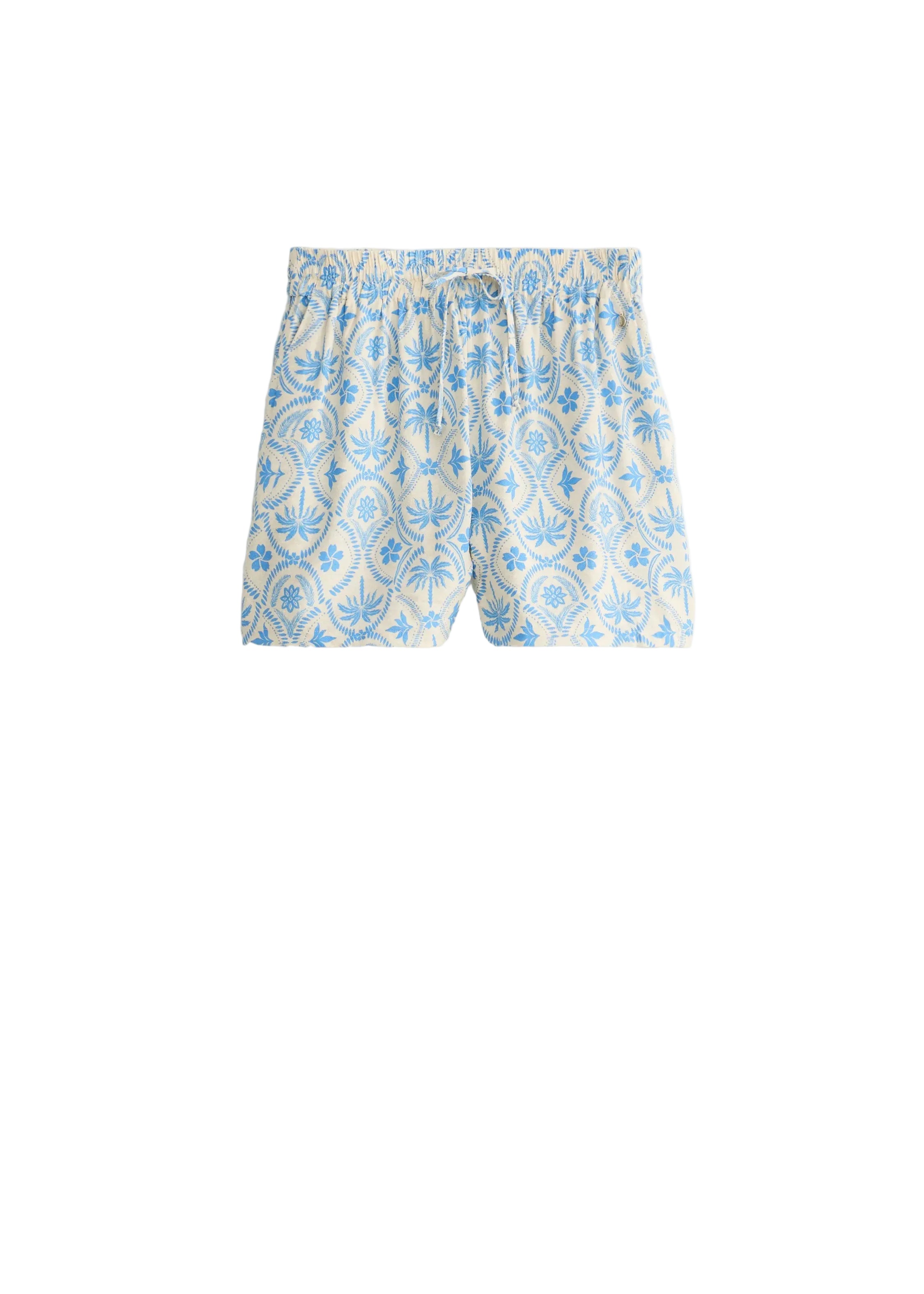Women's Shorts with Floral Print and Elastic Waist