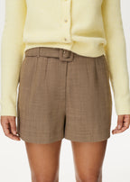 Women's Shorts with Waist Belt and Straight Cut