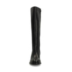Women's high boots with a wide heel and smooth shaft