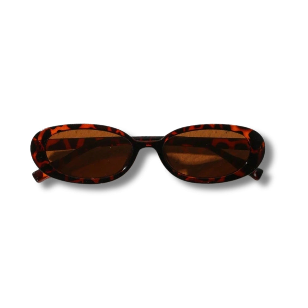 Women's sunglasses with a rounded frame and thick rims