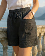Women's shorts with an elastic waistband and drawstring