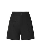 Women's high-waisted shorts with double pleats