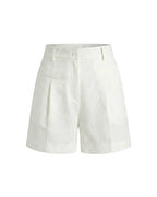 Women's high-waisted shorts with double pleats