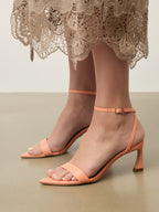 Damskie szpilki sandałowe z paskiem na kostce na średnim obcasie