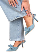 Women's Slingback Stiletto Heels with Pointed Toes and Decorative Bow