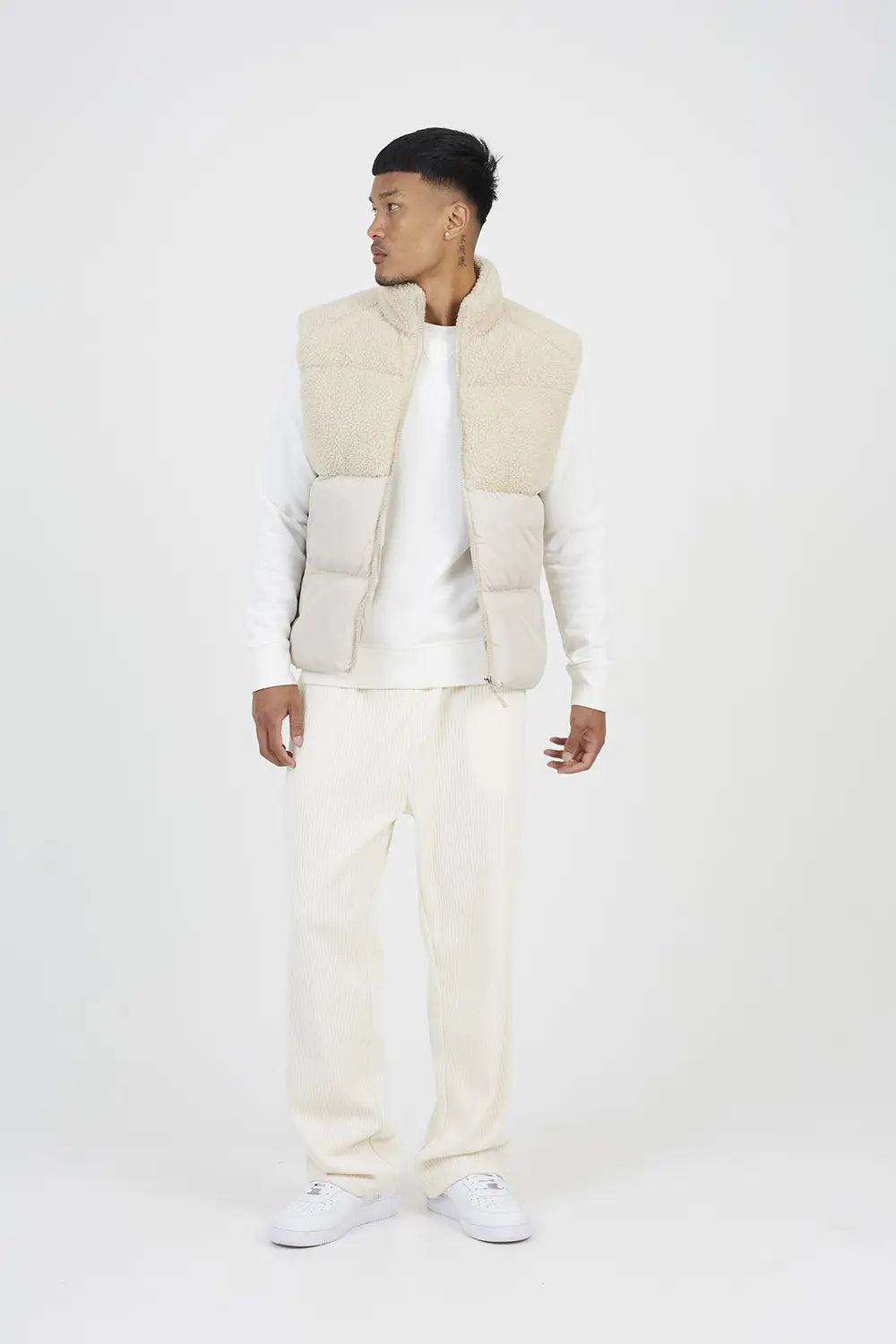 Męska Kamizelka Dwutkaninowa z Górą z Teddy i Dolną Częścią Pikowaną