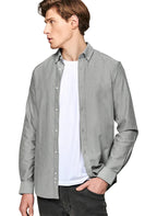 Men's shirt with a classic collar and long sleeves with buttons
