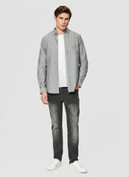 Men's shirt with a classic collar and long sleeves with buttons