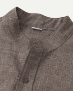 Men's shirt with short sleeves and a stand collar with a chest pocket