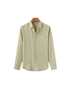 Men's shirt made of textured fabric with a chest pocket and long sleeves