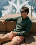 Men's shirt made of textured fabric with a chest pocket and long sleeves