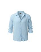 Men's shirt made of waffle fabric with an open collar and long sleeves